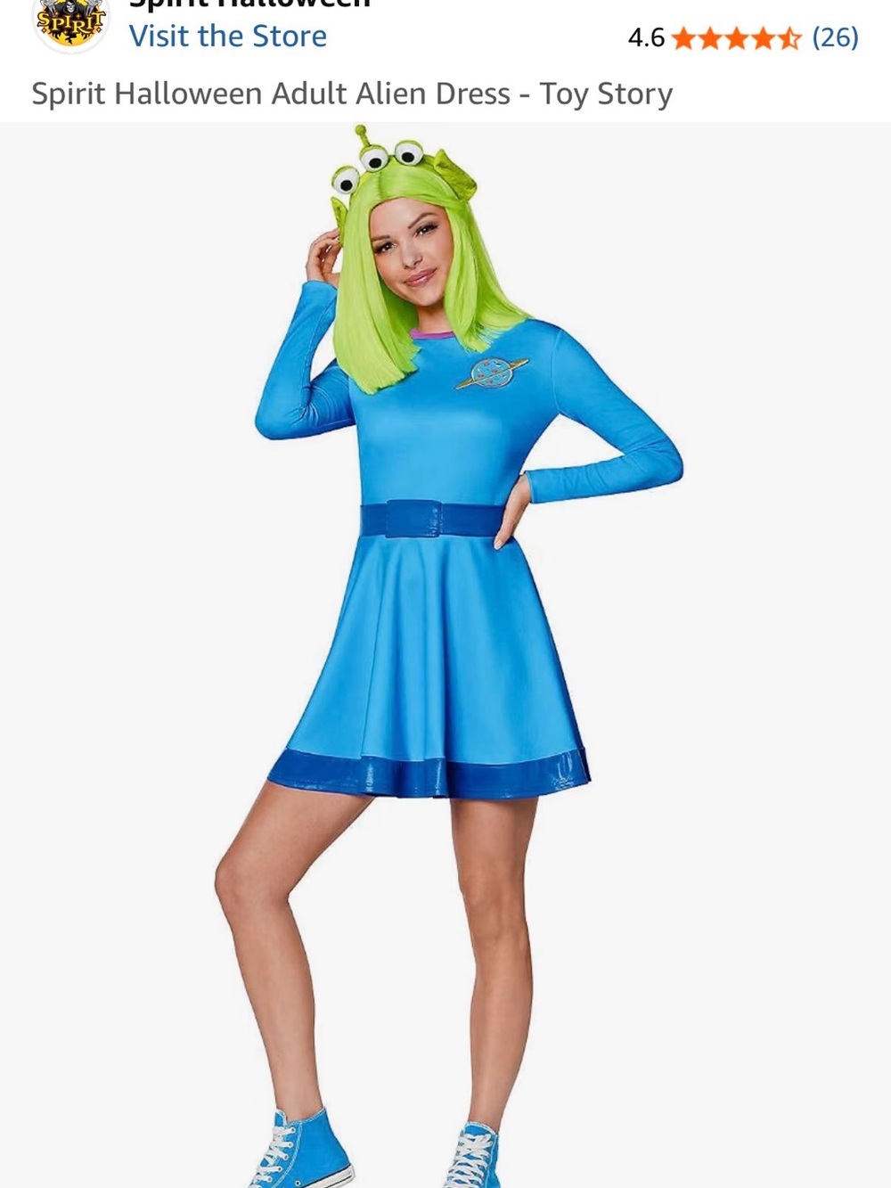 Women’s Alien Dress Costume in Bright Blue- worn once ONLY DRESS